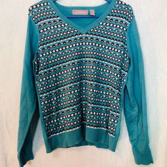 ❄️Liz Claiborne vintage Med designer print sweater - Picture 2 of 7